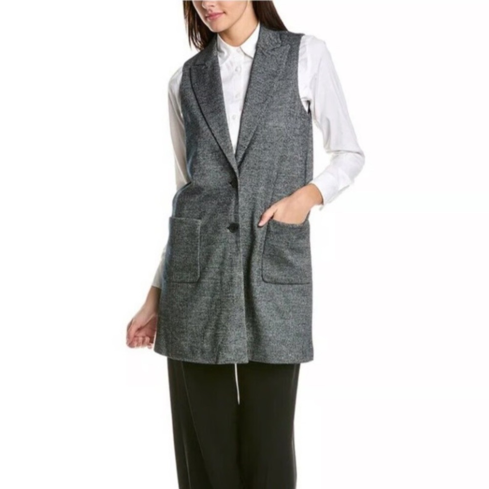 J. McLaughlin Gray and Black wool blend Blazer Vest
